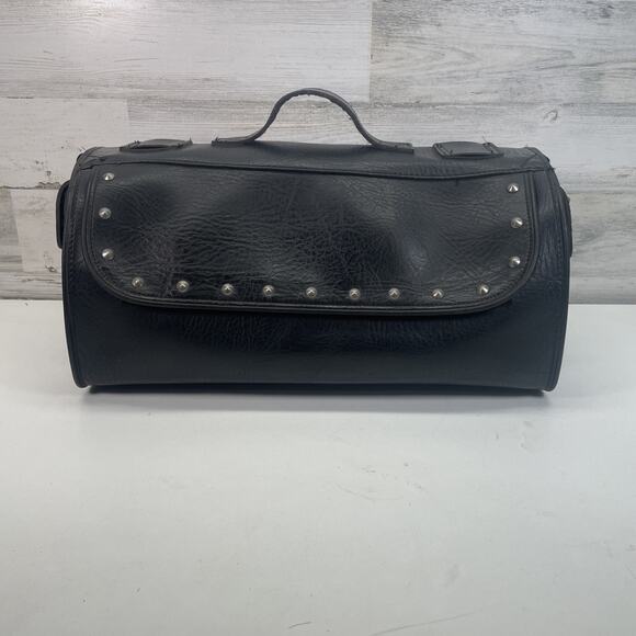 River Road Black Motorcycle Handlebar Leather Tool Bag Harley Accessory Biker - Picture 1 of 14